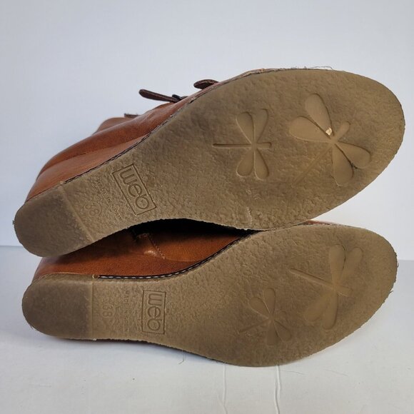 Eric Michael Women’s Lena Brown Leather Wedge Ankle Boot Size 38‎ US 7.5 - Picture 5 of 10